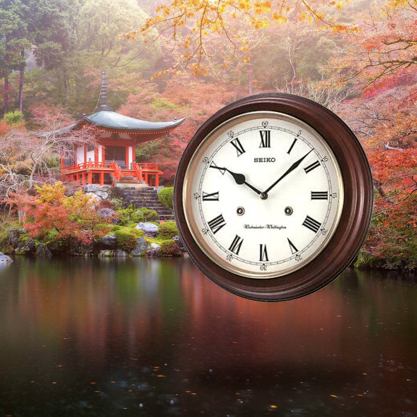 Dark Wood Westminster Chime Battery Wall Clock QXH202B