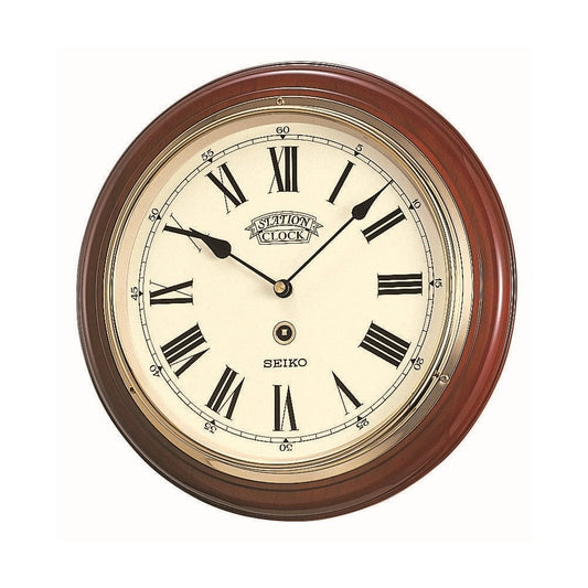 Dark Wooden Seiko Battery Wall Clock QXA143B